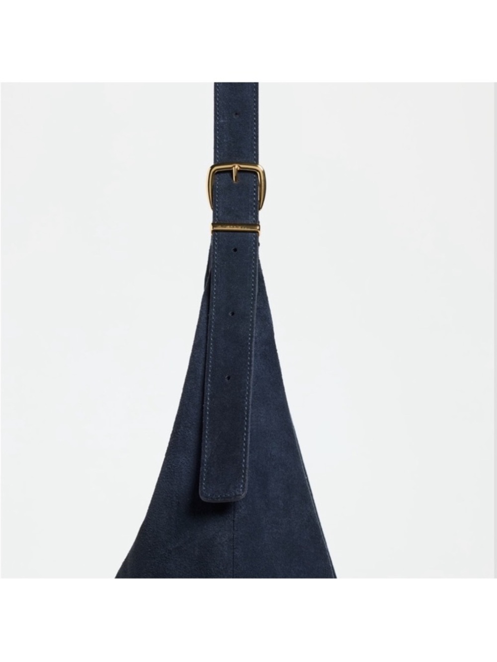 MADEWELL Dark Blue Suede Shoulder and cross body Bag with Gold Hardware - Picture 6 of 13